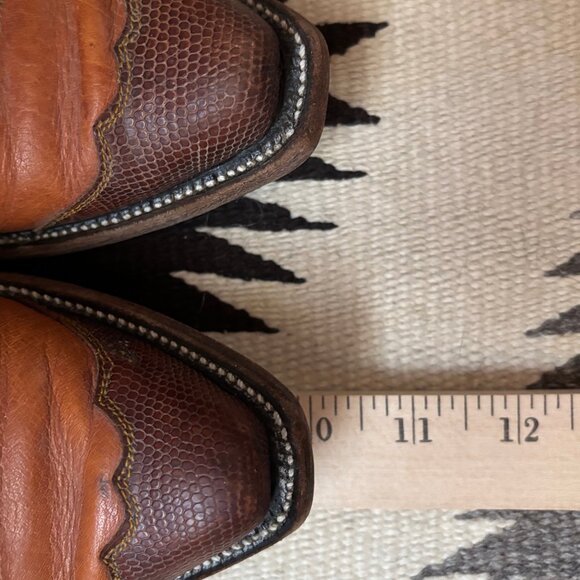 Custom Hammon Cowboy Boots, Women's 8C, PeeWee, Brown & Tan, inlaid tops - Picture 7 of 11